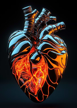 Metallic Heart with Lava