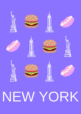 New York City Travel Art – Retro & Modern Purple Art