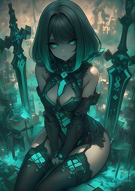 Anime Girl with Swords