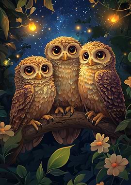 Three Owls in the Night
