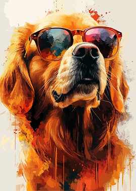 Golden Retriever with Sunglasses