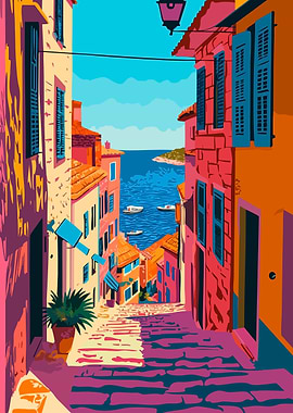 Mediterranean Sea View Minimalist Art
