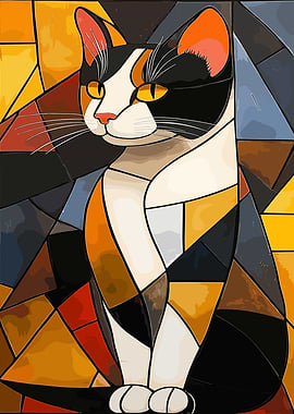 Calico Cat in Geometric Art
