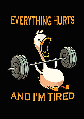 Tired Duck Lifting Weights