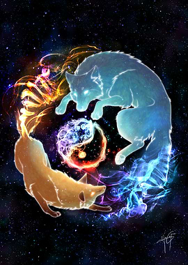 Yin Yang Wolf and Fox