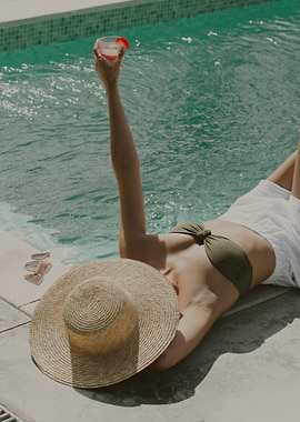 Woman Relaxing by Pool