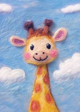 Giraffe Illustration Wool