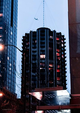 Cityscape with Airplane