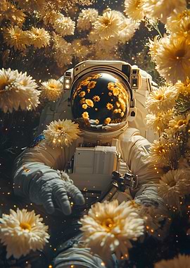 Surrounded by floating golden chrysanthemums the a Art