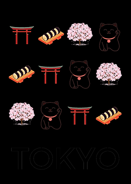 Tokyo Aesthetic Wall Art – Japanese Culture, Sakura & Lucky Cat