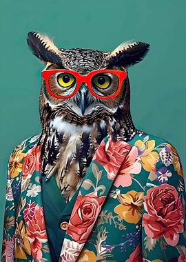 Owl in Floral Suit