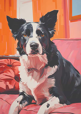 Border Collie Painted Portrait