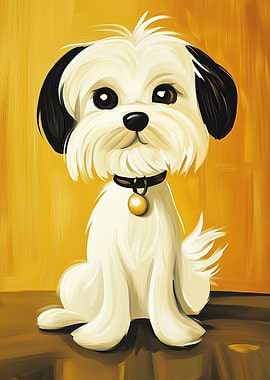 Cute White Dog Painting