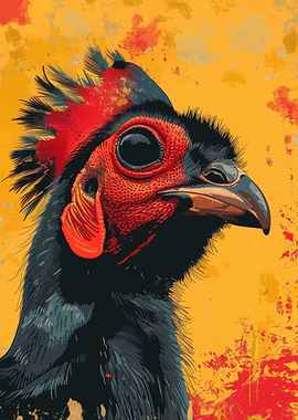 Red-Crested Bird Portrait Pop Art Style