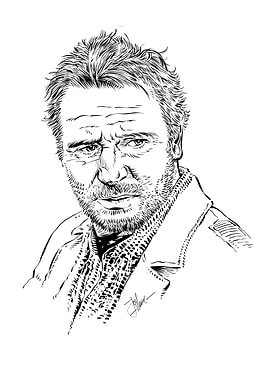 Liam Neeson Line Art Portrait