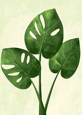 Monstera Leaf Simple Illustration