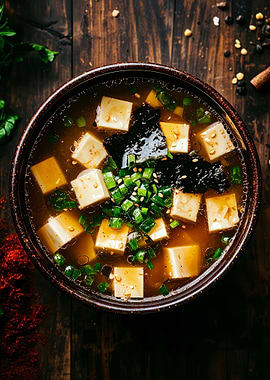 Miso Soup with Tofu and Seaweed