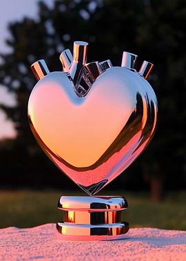 Metallic Heart Sculpture
