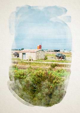 Stone Cottage Watercolor