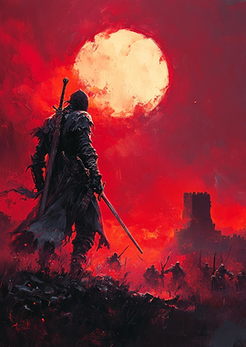 Dark Knight Under Blood Moon