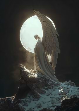 Angel Under Moonlight Celestial Art