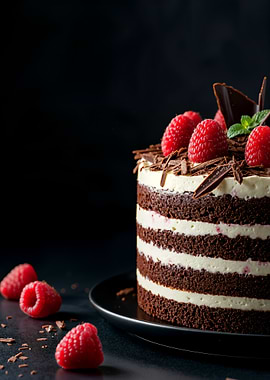 Chocolate Cake with Raspberries
