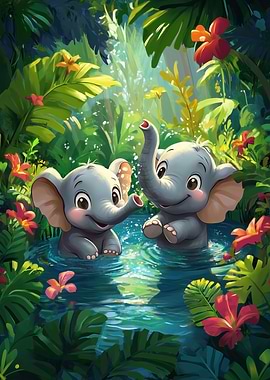 Cute Elephant Friends
