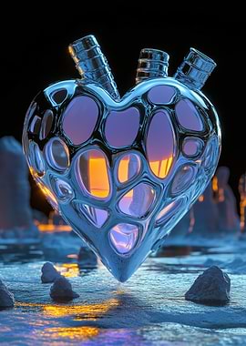 Glass Heart Sculpture
