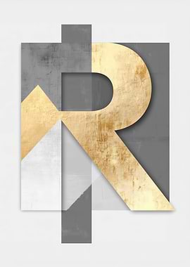 Gold and Grey Letter R