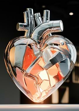 Glass Heart Sculpture
