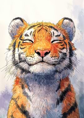 Smiling Tiger Portrait