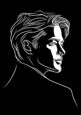 Brad Pitt White line drawing