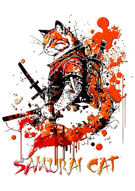 Samurai Cat Art Print