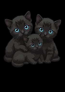 Three Black Kittens