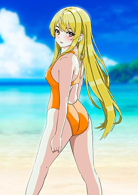 Anime Girl in Swimsuit