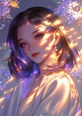 Anime Girl with Flowers