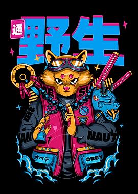 Cyberpunk Cat Samurai