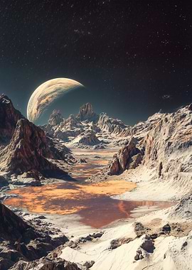 Alien Landscape with Moon