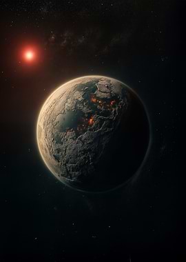 Burning Planet in Space