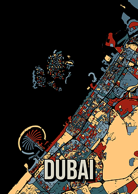 Dubai City Map Art