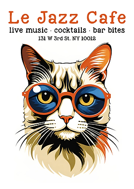 Jazz Cafe Cat Poster