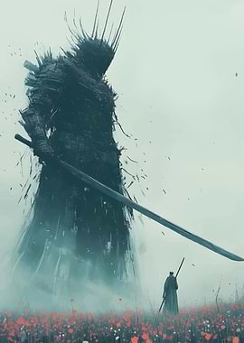 Giant Warrior in a Field