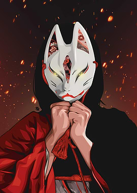 Kitsune Mask Digital Art