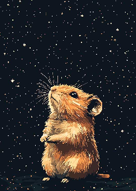 Hamster and Stars Pixel Art