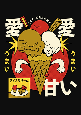 Retro Ice Creamy Cartoon