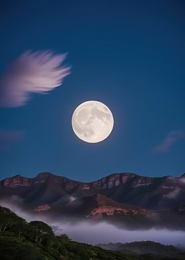 Full Moon Over Mountains
