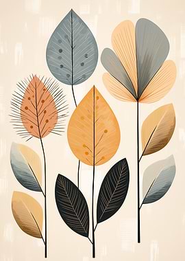 Abstract Floral Art Leaves