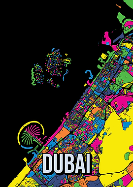 Dubai UAE City Map Art