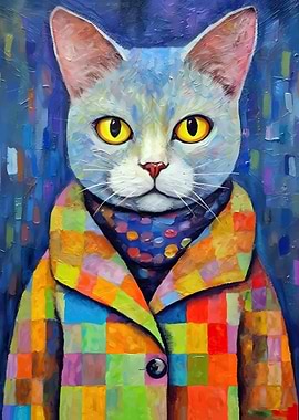 Cat in Patchwork Coat