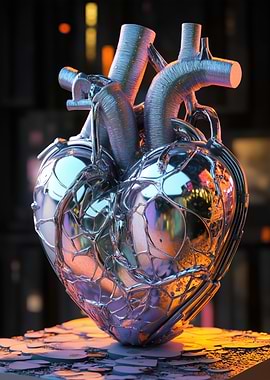 Metallic Heart Sculpture